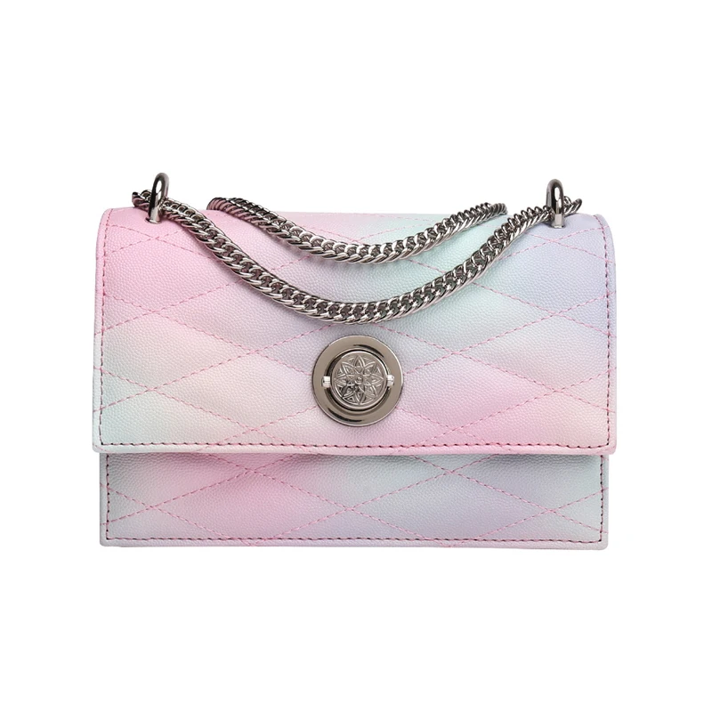 

Новинка 2021, модная весенне-летняя Радужная сумка, маленькая дизайнерская ромбовидная цепочка, маленькая квадратная сумка, женская сумка-ме...