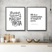beautiful italian kitchen poster magic pasta federico fellini quote canvas painting prints wall art pictures restaurant decor
