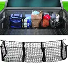 Автомобильный органайзер для груза с тремя карманами, Сетчатая Сумка для багажника, расширяемая черная сетка для пикапов, внедорожников, грузовиков, сверхмощная
