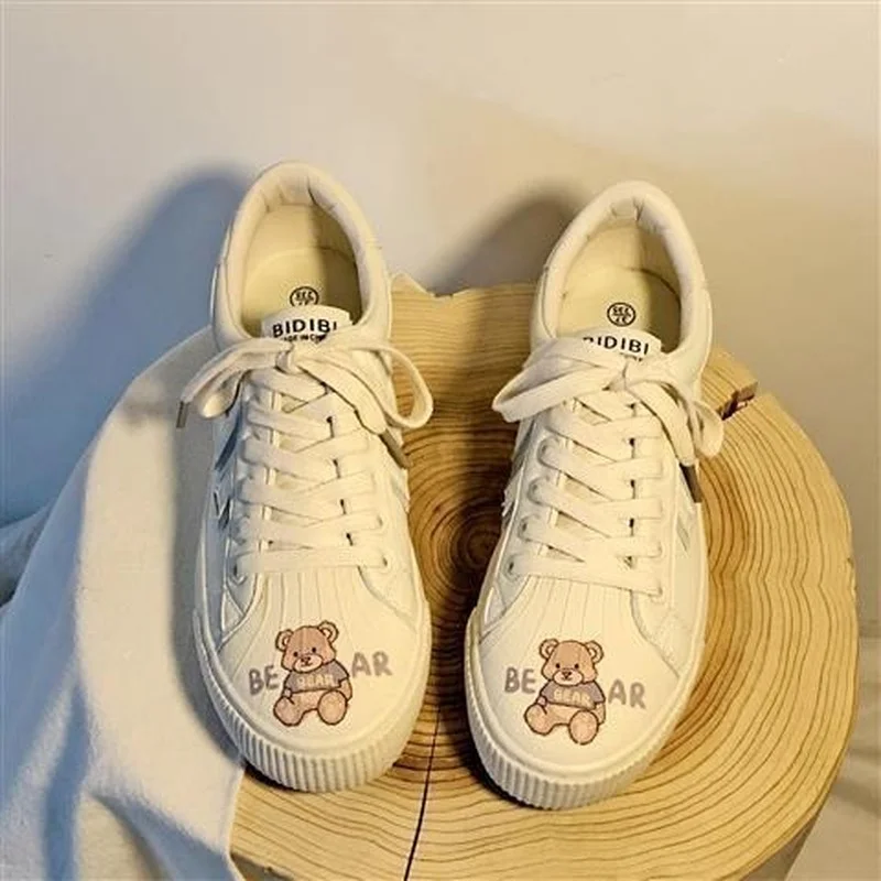

White Bear Kawaii Shoes Women Sports Casual Anime Spring Summer Tennis Female Flats Basket Platform Vulcanize Running