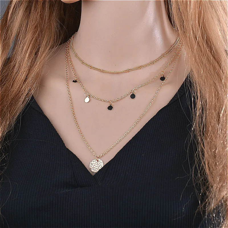 Модные Винтажные многослойное ожерелье с подвеской для женщин Оболочка золотого