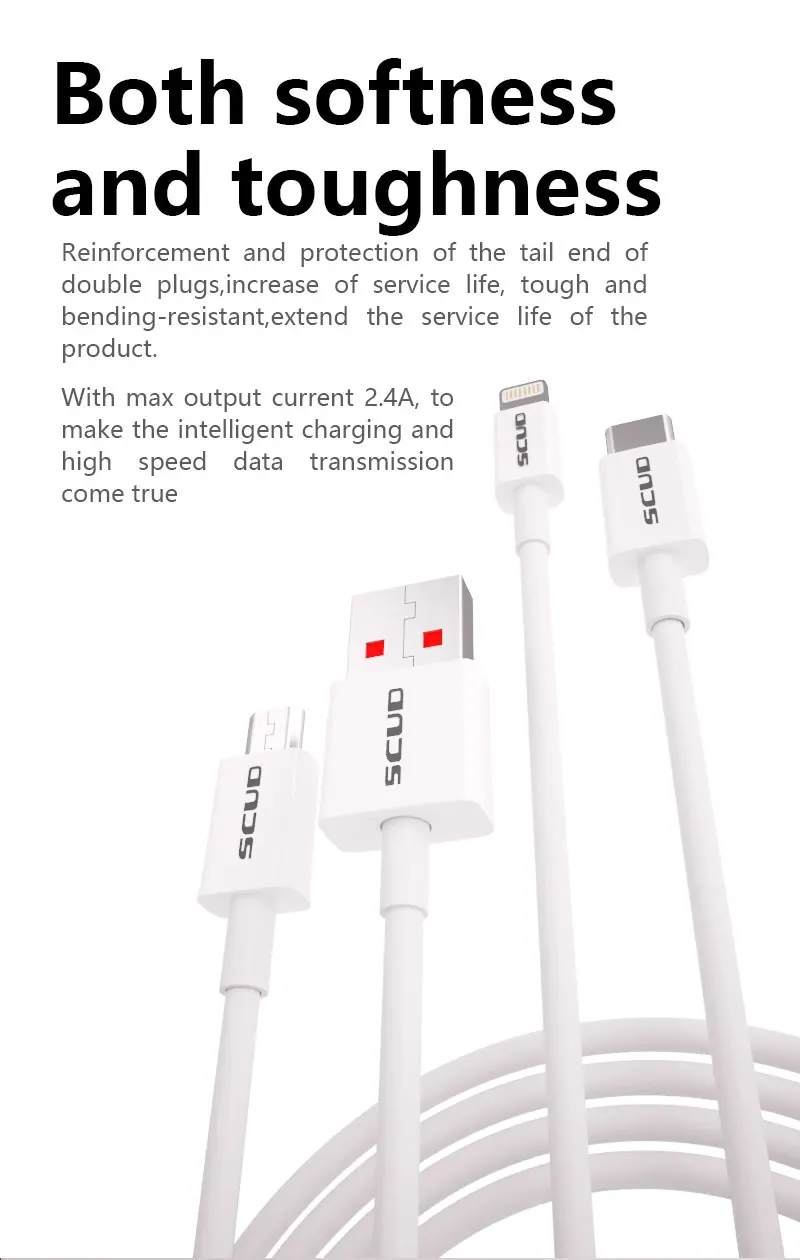 Кабель для передачи данных SCUD USB кабель type C Micro USB кабель для samsung Xiaomi huawei LG, usb-кабель для зарядки для iPhone X8 7 6 6S plus 5