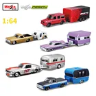 Модель автомобиля Maisto с прицепом для автофургона, литая игрушка, модель автомобиля из сплава 164, модель автомобиля с чехлом, подарки для детей, мальчиков и девочек