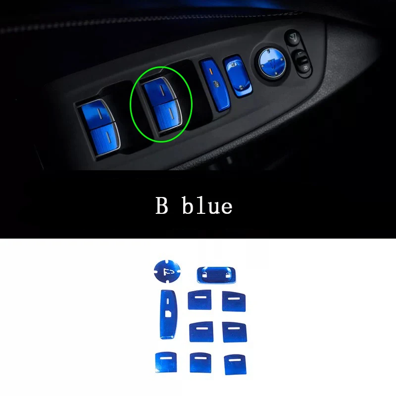 B blue Автомобильная кнопка для панели управления окон, декоративная наклейка из сплава для Honda Accord 10th, наклейки для вдохновения, аксессуары для интерьера - Название цвета: B blue