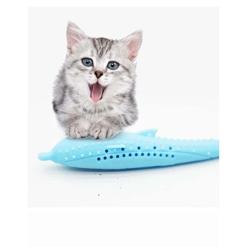 New Cat Toothbrush Soft Silicone Mint Fish Toy Catnip Pet Clean Teeth Chew Cats Toys Cleaning | Дом и сад