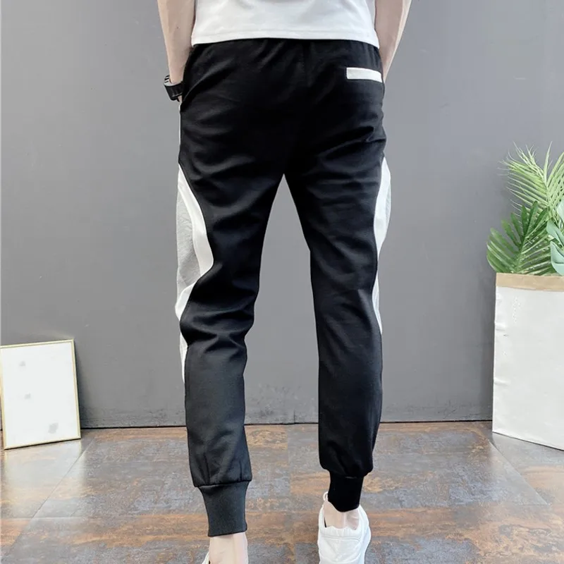 

Korean Style Mens New Spliced Adjustable Waist Vintage Harem Pants Zippers Pockets Fashion Casual High Waist Stretch Pants