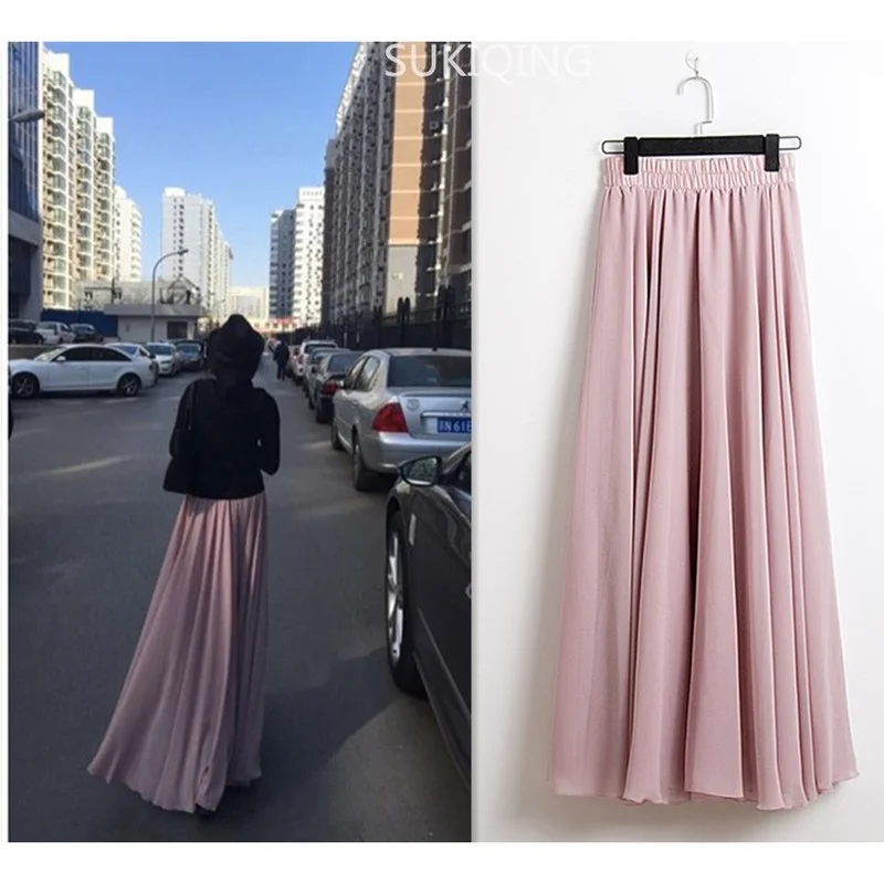 Женская длинная юбка с завышенной талией шифоновая юбка-трапеция в богемном