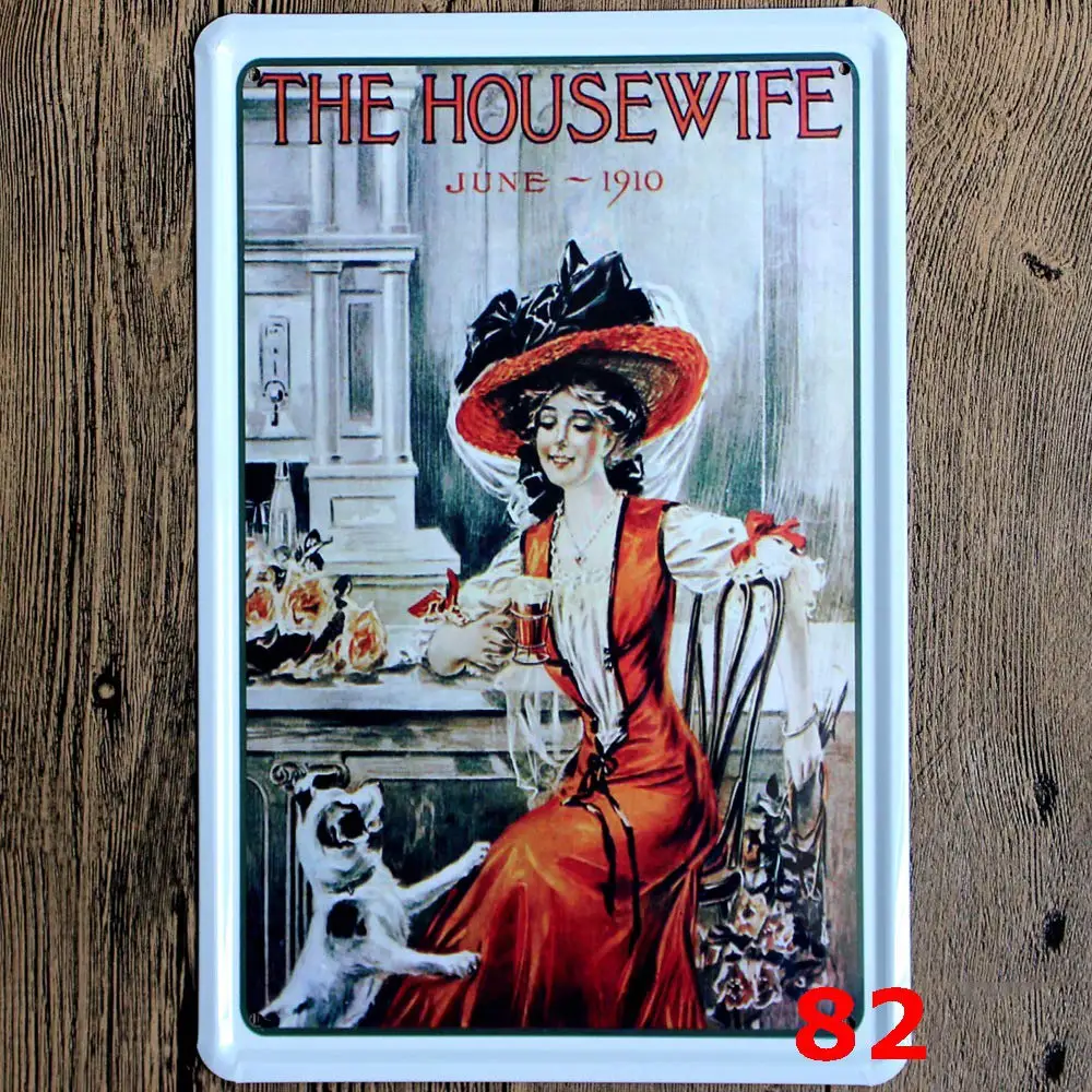 

Retro Design The Housewife Tin Metal Signs Wall Art | Thick Tinplate Print Poster Wall Decoration wall decor outdoor decor