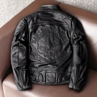 2021 spring classic leather jacket mens embroidered skull casual motorcycle jacket free shipping on clothes