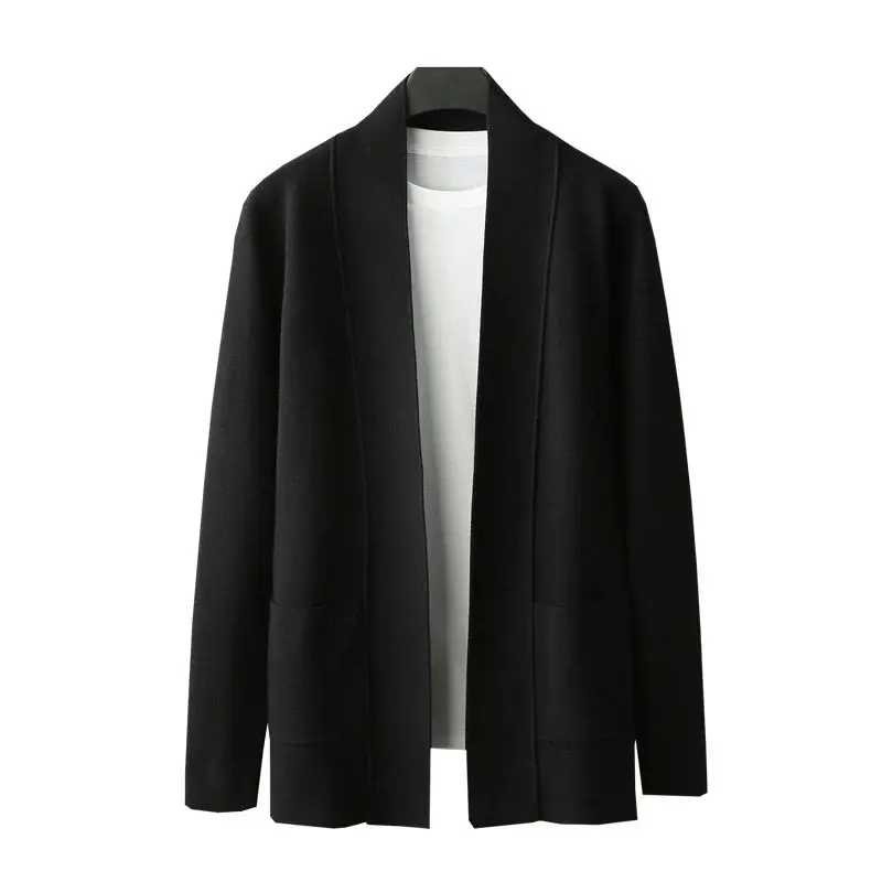 

Autumn mid-length cardigan sweater men Korean fashion knitwear personality thin coat men's youth thread coat
