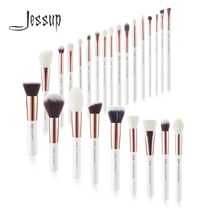 Jessup перламутровые белыерозовые золотые Профессиональные кисти для макияжа, кисти для макияжа, набор инструментов, тональный набор, пудра Blushes Beauty