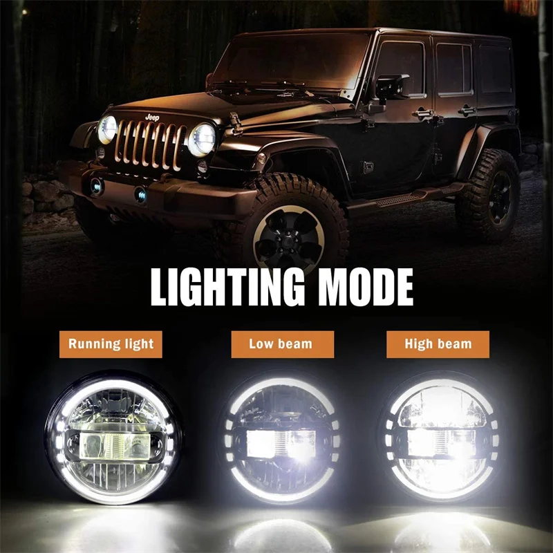 Новинка светодиодный светодиодные фары 2x7 дюймов для Land Rover Defender 7-дюймовый