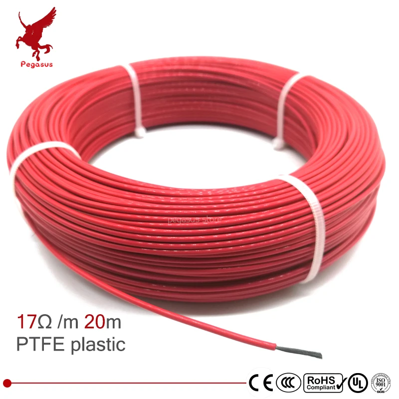 Многоцелевой нагревательный кабель 20 м 17 Ом 24k PTFE из углеродного волокна 5 В-240 В