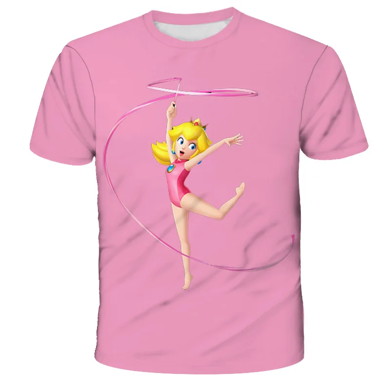 

2021 Summer 3D Printed T-Shirt Mario Boy Cartoon Short Sleeve Game Pattern Girls Hip hop Top 3-14T Sports Children's Shirt
