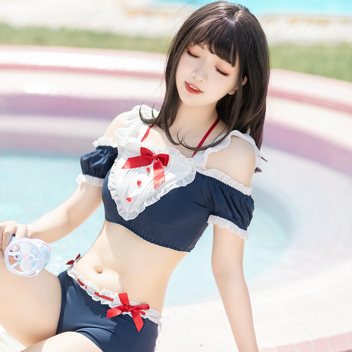 

Japanese Anime Girl Kawaii Nurse Cosplay Costume School Student Sukumizu Big Heart Ribbon Bodysuits Bandage Female Navy Swimsuit