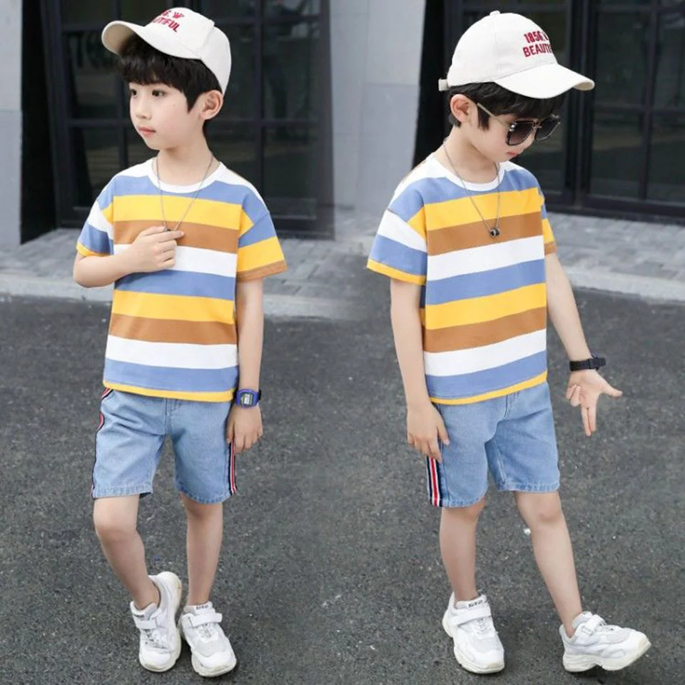 

Summer New Kids Boys Clothes Sets 3 Colors Stripe T-Shirt Shorts 2Pcs/Sets Fashion Boys Clothing Sets Children Cotton Tracksuits