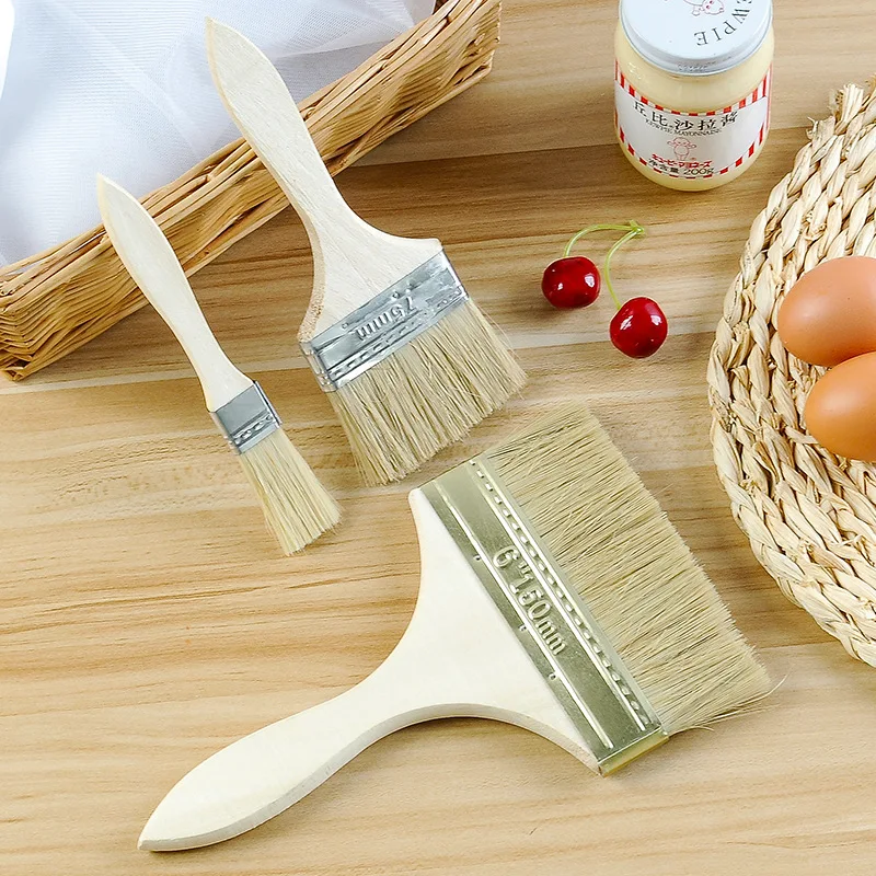 

1PCS Wooden Handle BBQ Brush Soft Bristled Oil Brush Cake Brush Kitchen Baking Tools Home Seasoning Brush Kitchen Accessories