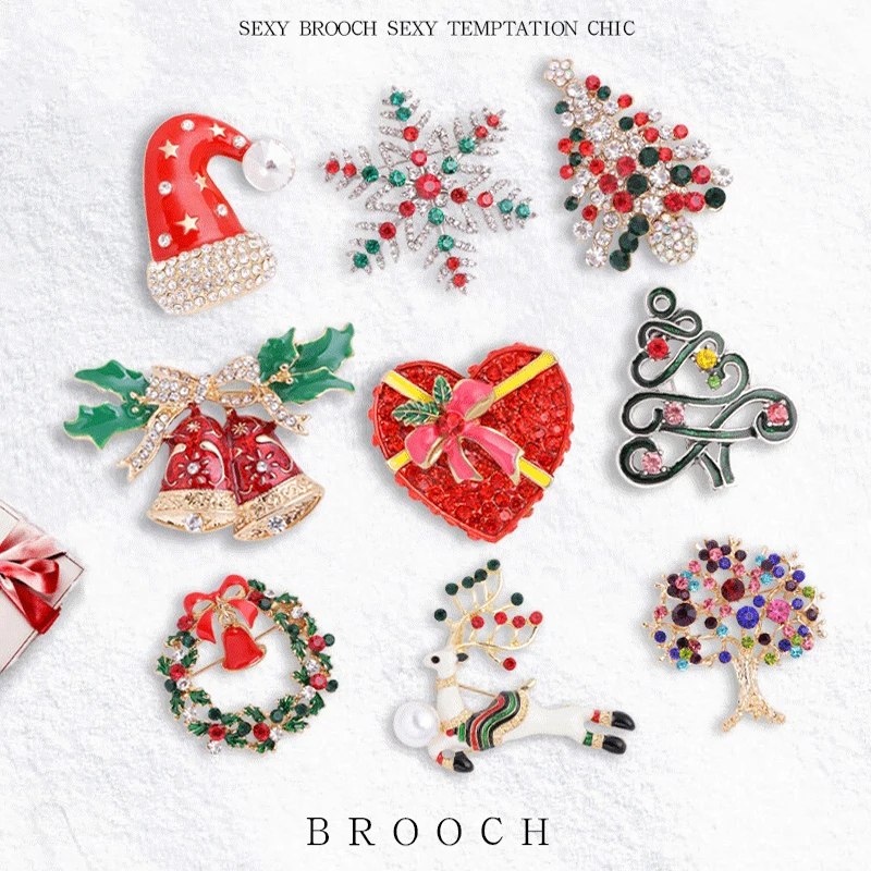 9 цветов унисекс Броши Булавки Санта Клаус шляпа колокольчики Снежинка