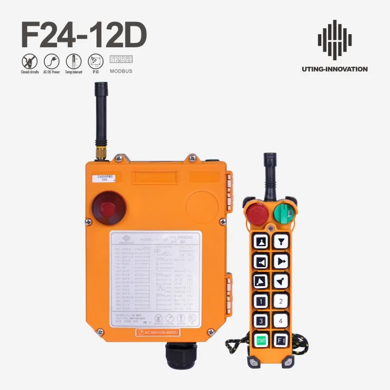 

Industrial Remote Control F24-12D Hoist Crane Lift Button Switch 12 buttons 1 receiver 1 transmitter for truck hoist crane