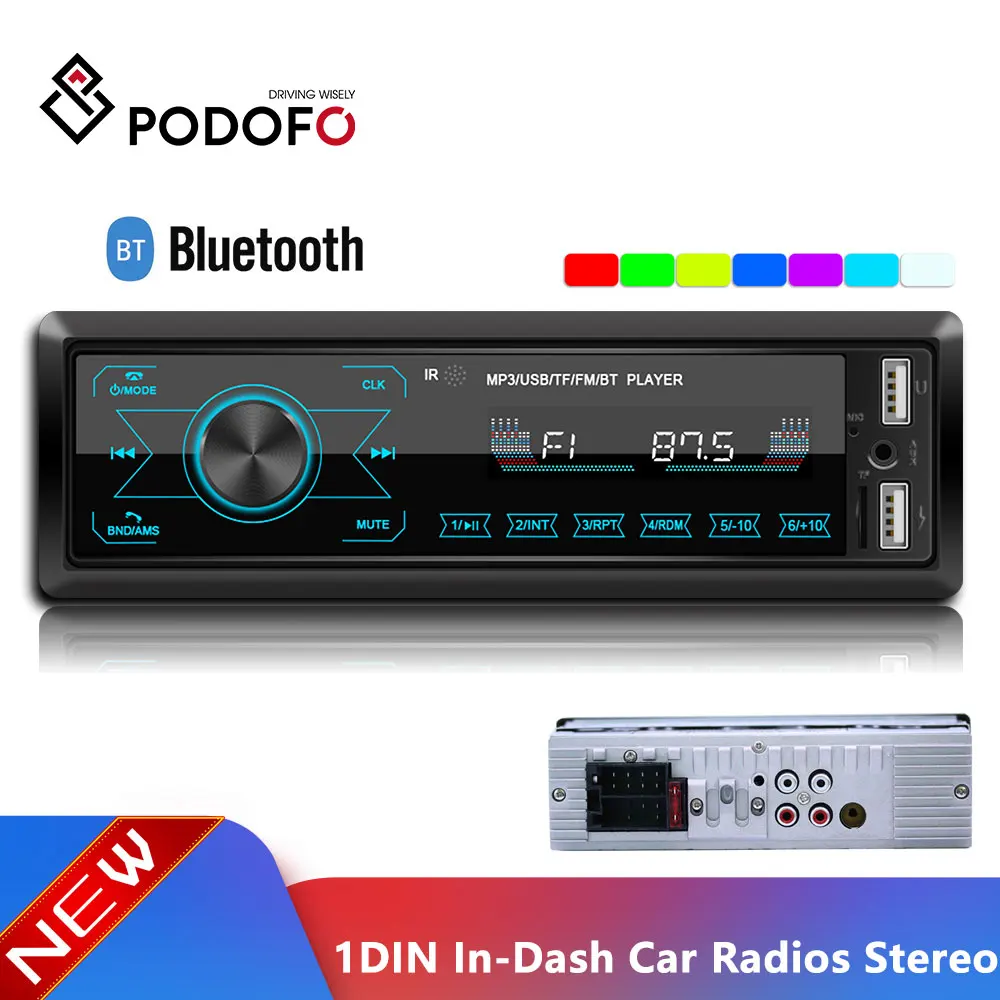 Podofo Автомагнитола 12 в автомобильное радио Bluetooth 1 din стерео тире MP3 плеер Телефон AUX