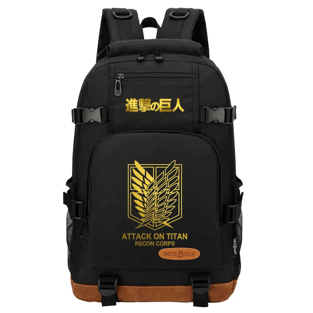 

2021 New Anime Gold Attack On Titan Boys Girls Kids School Book Bags Women Bagpack Teenagers Canvas Men Laptop Travel Backpack