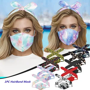 Милая маска для женщин и девушек с лентой для волос, повязка для лица, многоразовая маска для лица с леопардовым принтом, маски 2020, маска для лица