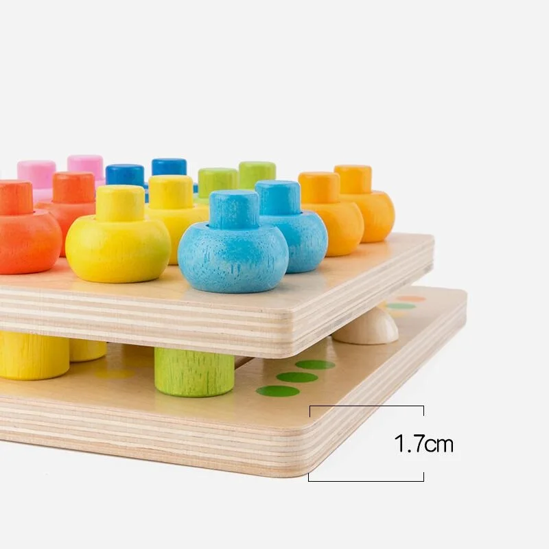 

Wooden Color Sorting Stacking Rings Board Educational Learning Counting Toys Puzzle Games for 1 Year Old Preschool Children Gift