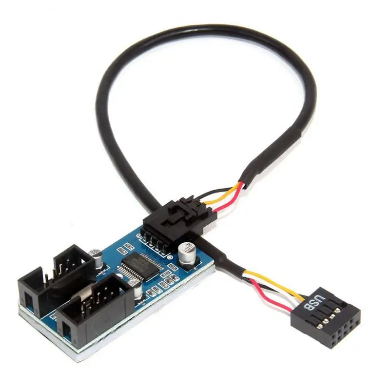 

1pcs Motherboard USB 9Pin Interface Header Splitter 1 To 2 Female Extension Splitter Cable 9-Pin USB HUB Connectors