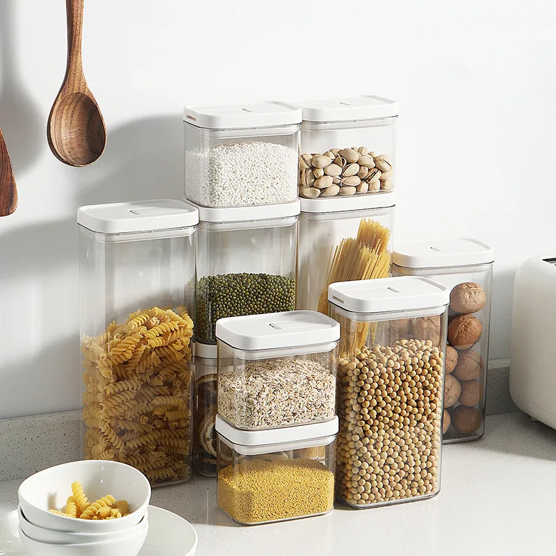 

Plastic Sealed Food Storage Containers Transparent Stackable Dry Food Storage Box Refrigerator Fresh Keeping Box Nut Snack Cans