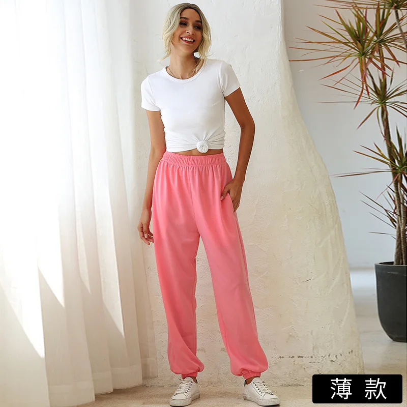 

Four Seasons Home Women Leisure Sports Basic Loose Ankle Pants pocket long trousers