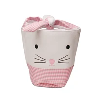 1pcs cute easter buckets embroidered check bow tie easter buckets candy egg storage buckets rabbit handbag for for kids domil103