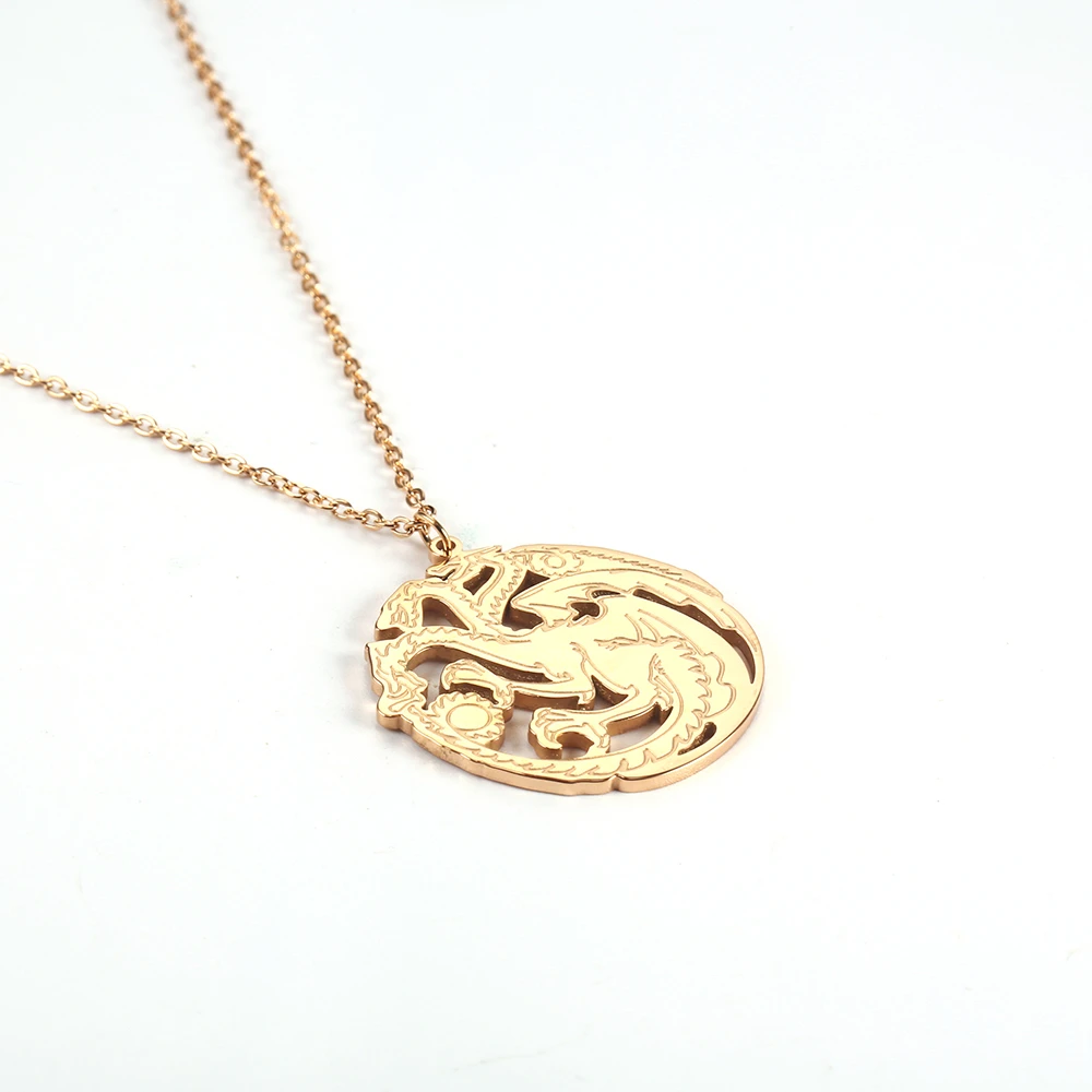 RIR Minimalist Golden Dragon Charm Necklace Exquisite Mythology Zodiac Lady Jewelry Stainless Steel | Украшения и аксессуары