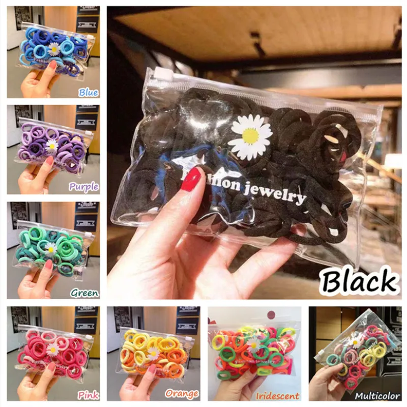 

50pcs/Set 8 Colors Seamless For Girls And Women Polyester High Resilience Colorful Durable Hair Bands