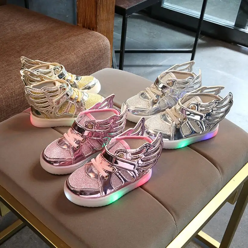 Детская спортивная обувь с крыльями светильник светящиеся кроссовки для