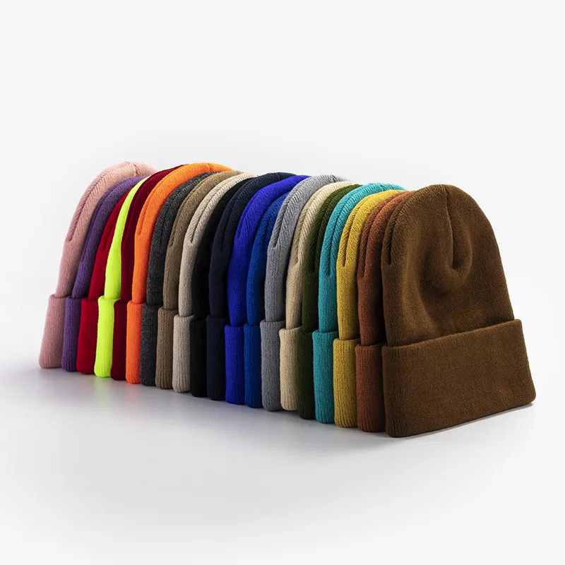 

20 Colors New Korean Wool Acrylic Knitted Caps Women Men Skullcap Autumn Winter Elastic Skullies Beanies Cap Wholesale