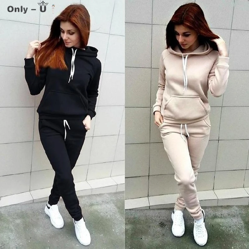 

New two piece women sets Sports Clothing Suit Casual Female sportswear pullover sweater hoodie Long Sleeve Hoodies sweatpants