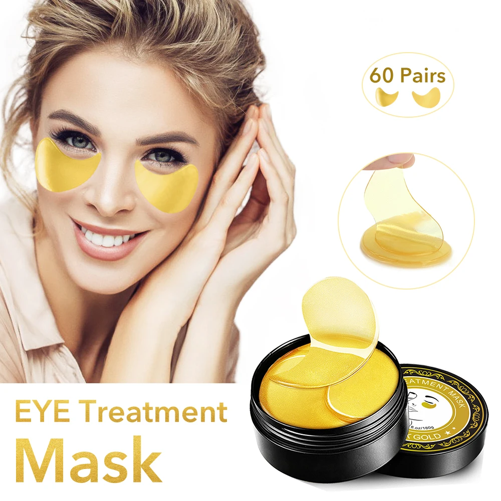 

60Pcs Eye Mask 24K Gold Eye Patch Seaweed Eye Gel Remove Dark Circles Anti-Puffiness Anti-Aging Moisturizing Eyes Care Cream