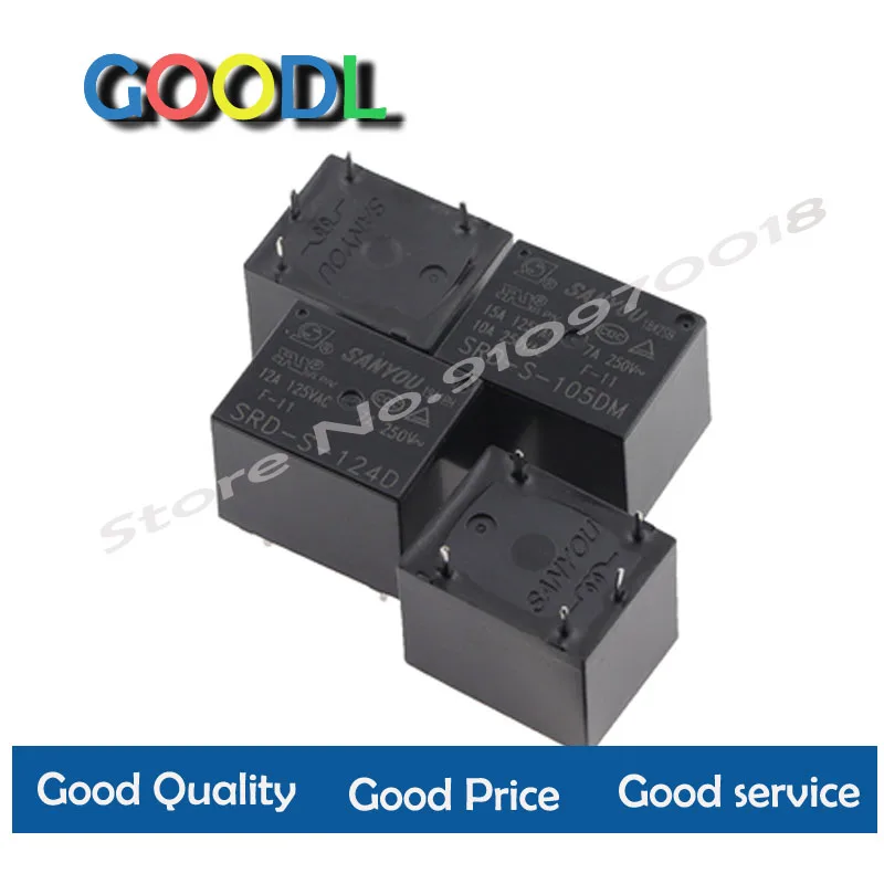 5 шт. Мощность реле SRD S 105D 5VDC 109D 9VDC 112D 12VDC 124D 24VDC 12A PINOS DC5V DC12V DC24V 5V 24 12 при напряжении