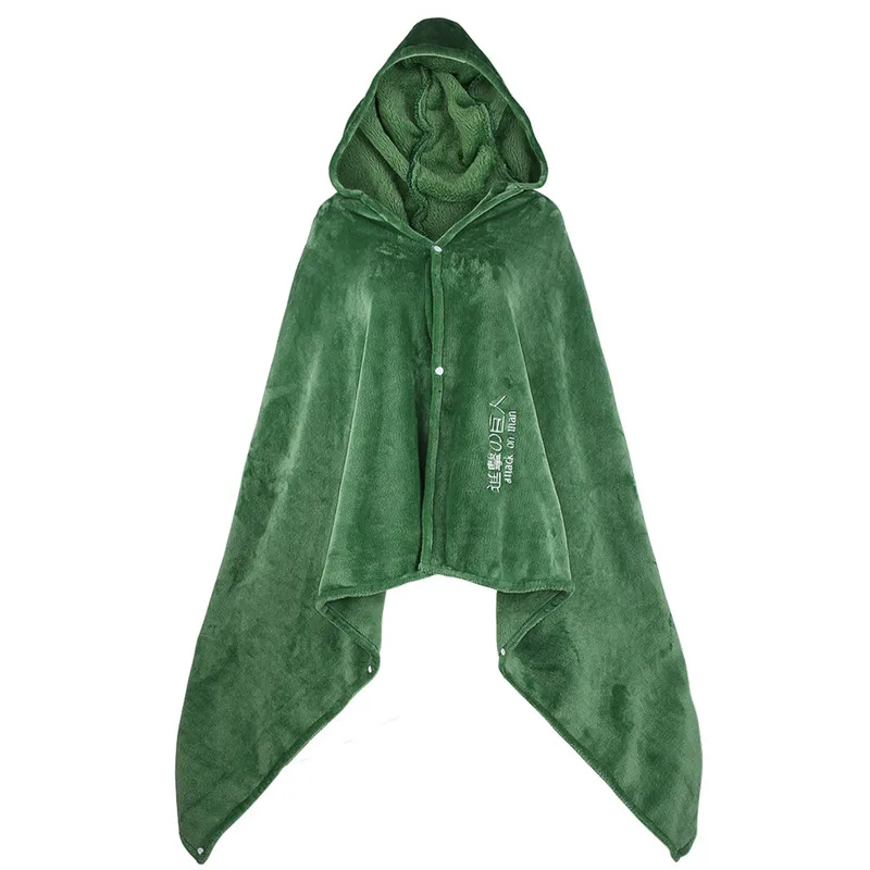 

Halloween Attack on Giant Cartoon Hooded Cape Shingeki No Kyojin Flannel Cosplay Costume