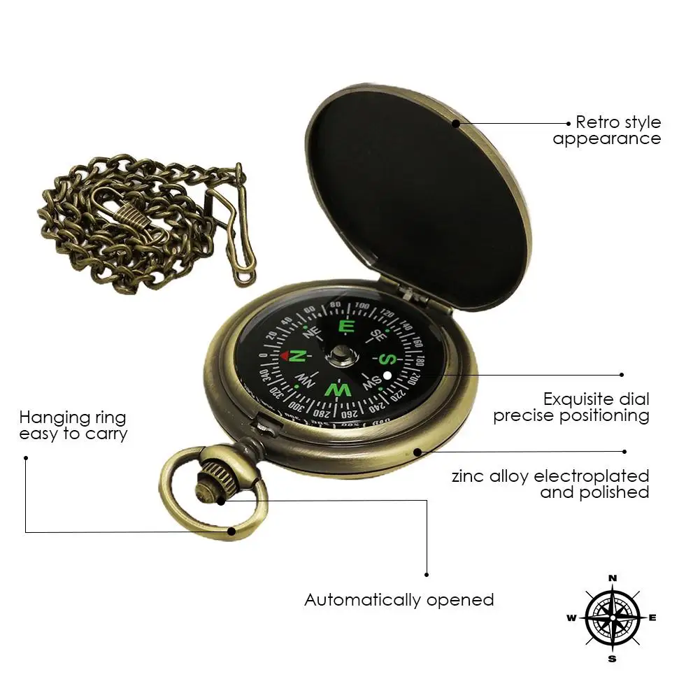 Pocket Watches Beautiful Compass Pattern Vintage Bronze Quartz Watch with Chain Necklace for Women and Men | Спорт и развлечения