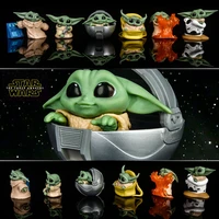6pcsset star wars anime action 4 5 7 5cm grogu baby yoda collection figures model the mandalorian doll children kid toy gifts