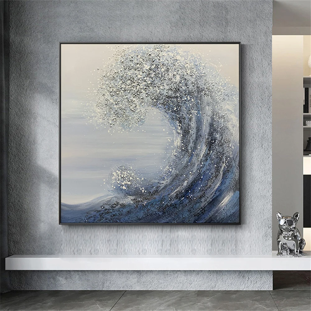 

Large Hand Painted Abstract Wall Painting 3D Waves Painting Handmade Thick Oil On Canvas Picture Art For Modern Home Decoration