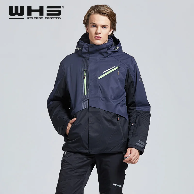 WHS, новинка, мужские уличные лыжные куртки, ветрозащитные мужские теплые пальто, мужская зимняя куртка, Подростковая облегающая одежда, мужская теплая куртка