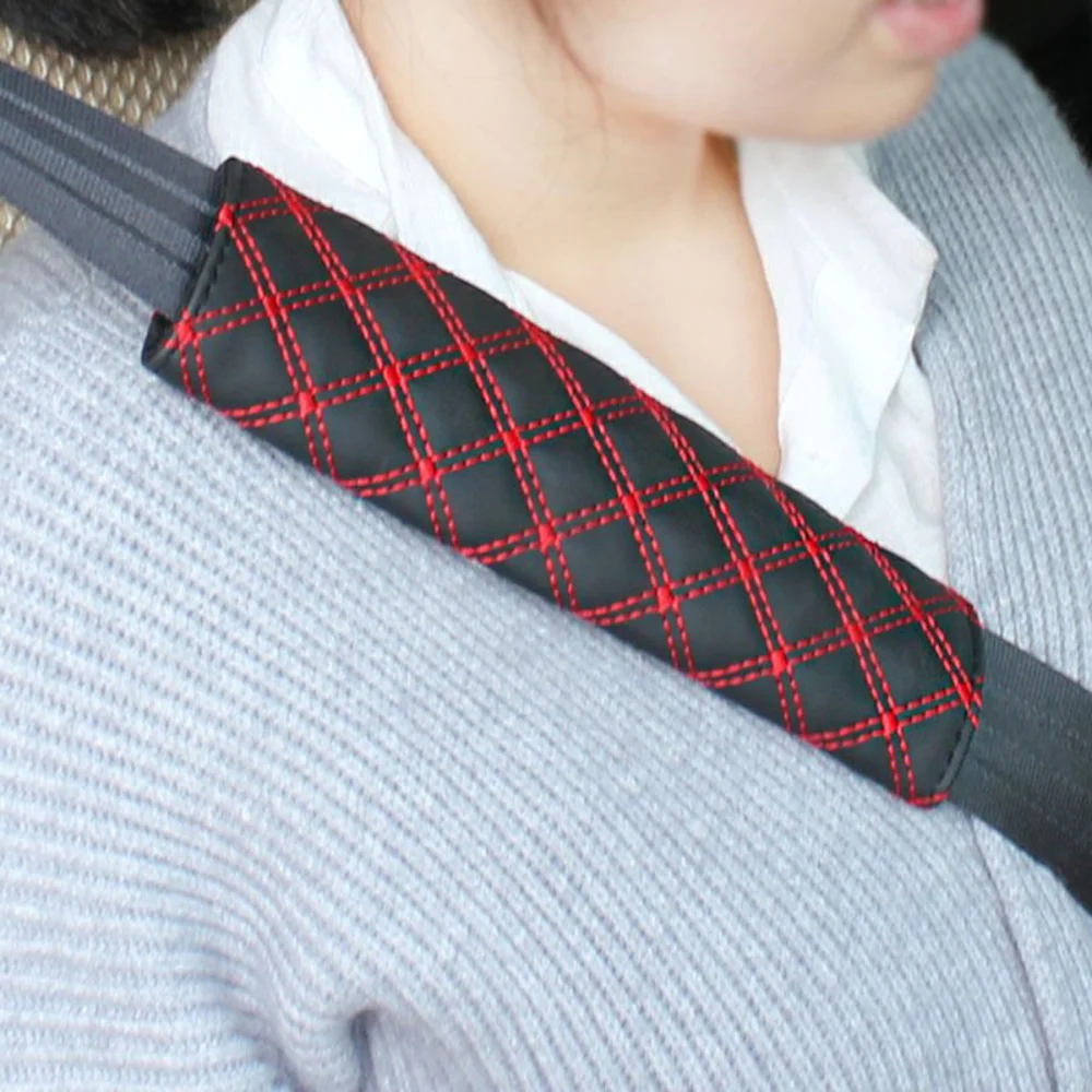 

2pcs Seat Belt Safety Belt Shoulder Strap Cover Harness Pads (Red)