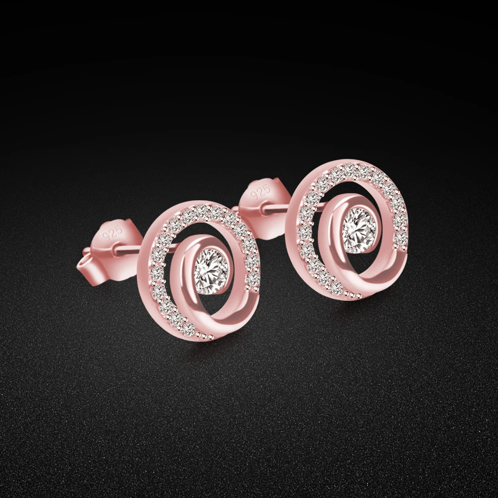 Серьги из стерлингового серебра 925 пробы круглые серьги для девочек розового