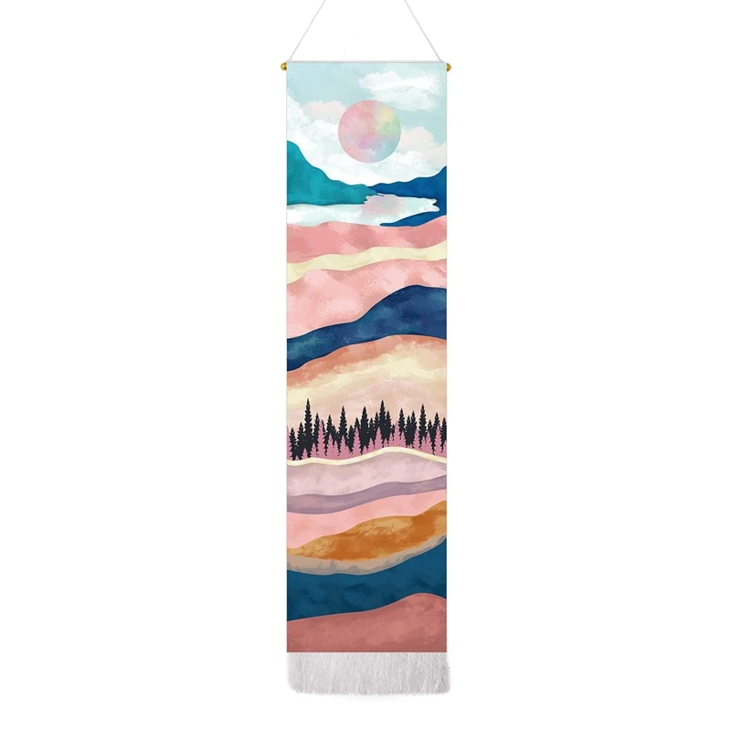 

Narrow Tapestry Wall Hanging Long Landscape Painting Nature Landscape Tapestry for Home Bedroom Vertical Tapestry