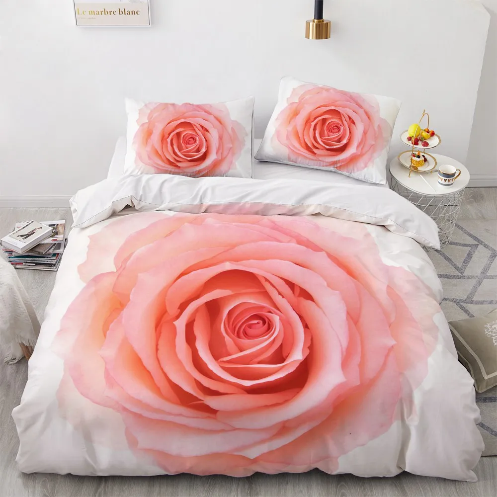 

Flower Comforther Cases 3D Custom Design Gray Quilt Cover Sets Pillow Sham 200*230cm King Full Twin Double Size Rose Bedclothes