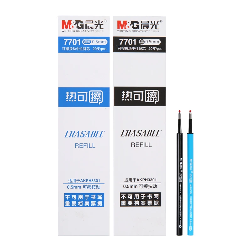 

M&G 12pcs/lot Retractable Erasable Pen 3pcs/lot 0.5mm Black Crystal Blue ink erase eraser refills Gel Pens refill school office
