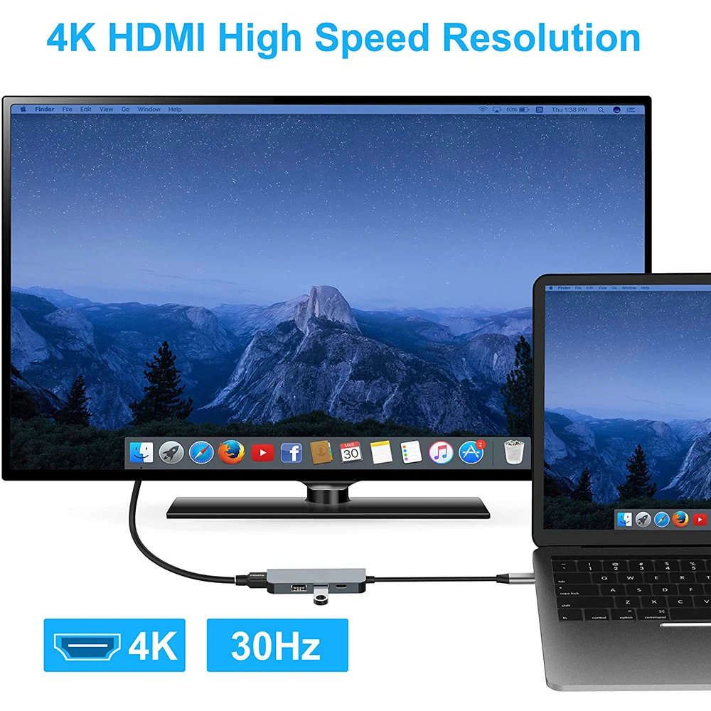 USB C концентратор для домашней работы Type адаптер с HDMI 4K 3 0 2 порты Nintendo Switch MacBook Pro 2020