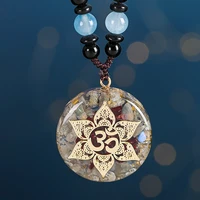 looker orgone pendant energy garnet necklace orgonite pendant labradorite om yoga healing jewelry crystal necklace
